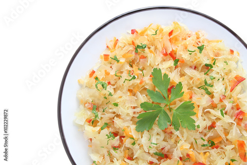 Salad with sauerkraut, carrots and paprik photo