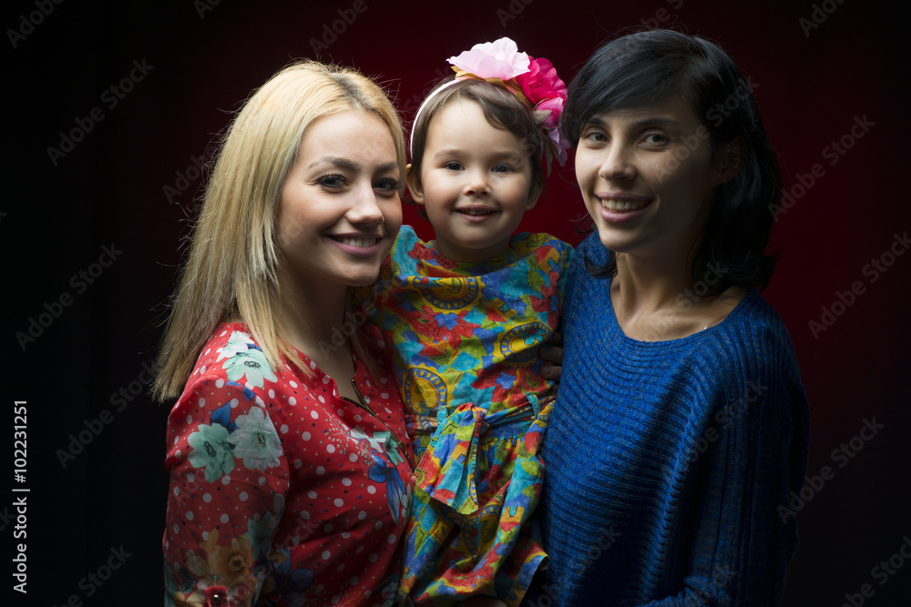 Latin mother with daughter and aunt