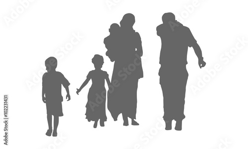 Silhouette von Flüchtlingen - Vektor