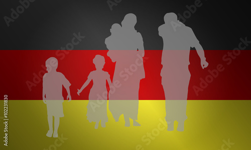 Silhouette von Flüchtlingen - Deutschland