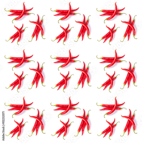 seamless pattern hot pepper on a white background