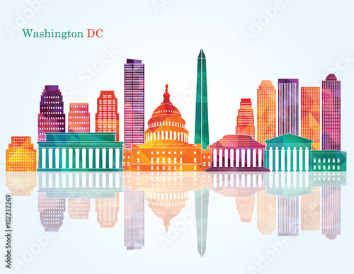Washington Dc skyline. Vector illustration