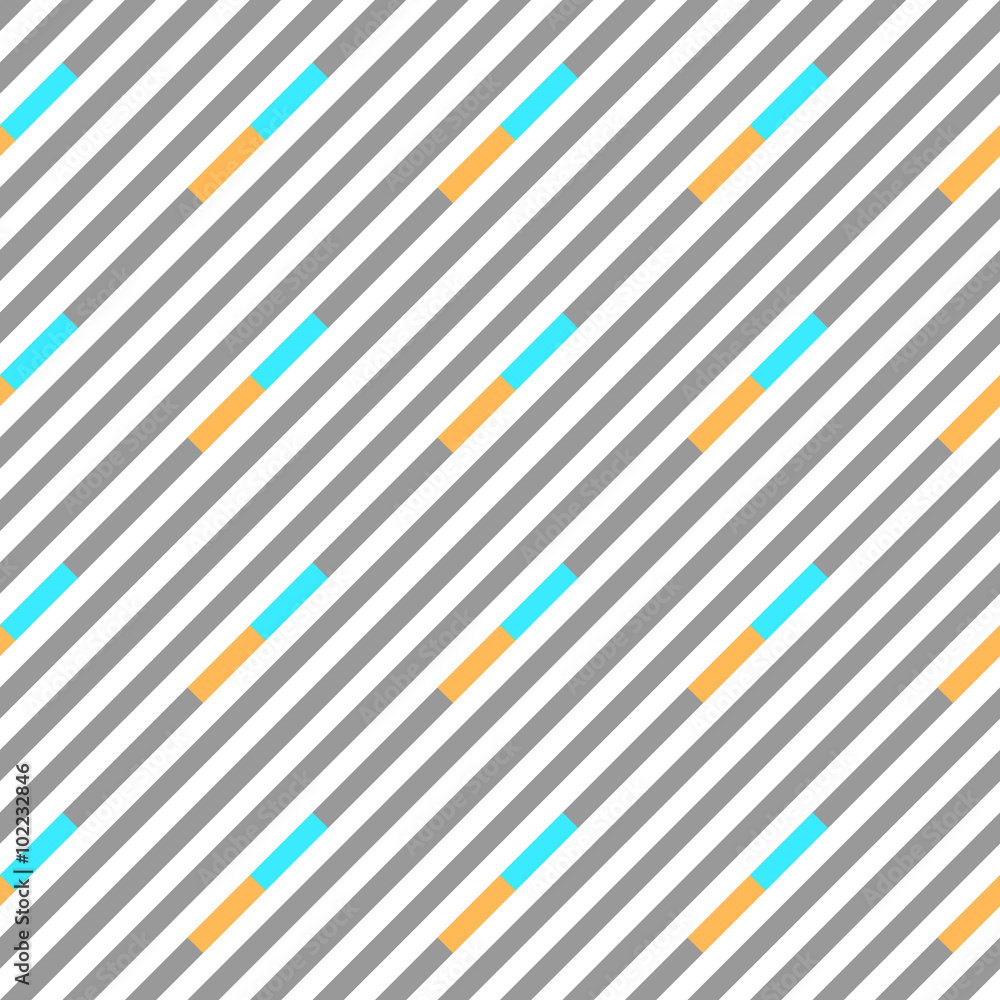 Seamless geometric pattern. Stripy texture. Diagonal gray, blue, yellow strips on white background. Vector Seamless geometric pattern. Stripy texture. Diagonal gray, blue, yellow strips on white background. Vector