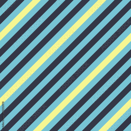 Seamless geometric pattern. Stripy texture for neck tie. Diagonal contrast strips on background. Blue, yellow colors. Vector