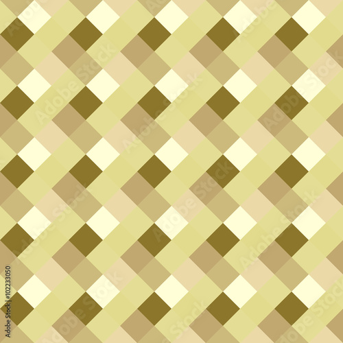 Seamless geometric pattern. Diagonal square, braiding, woven line background. Strapwork texture in warm, soft, light, green, olive colors. Rhomb, staggered figure texture. Vector
