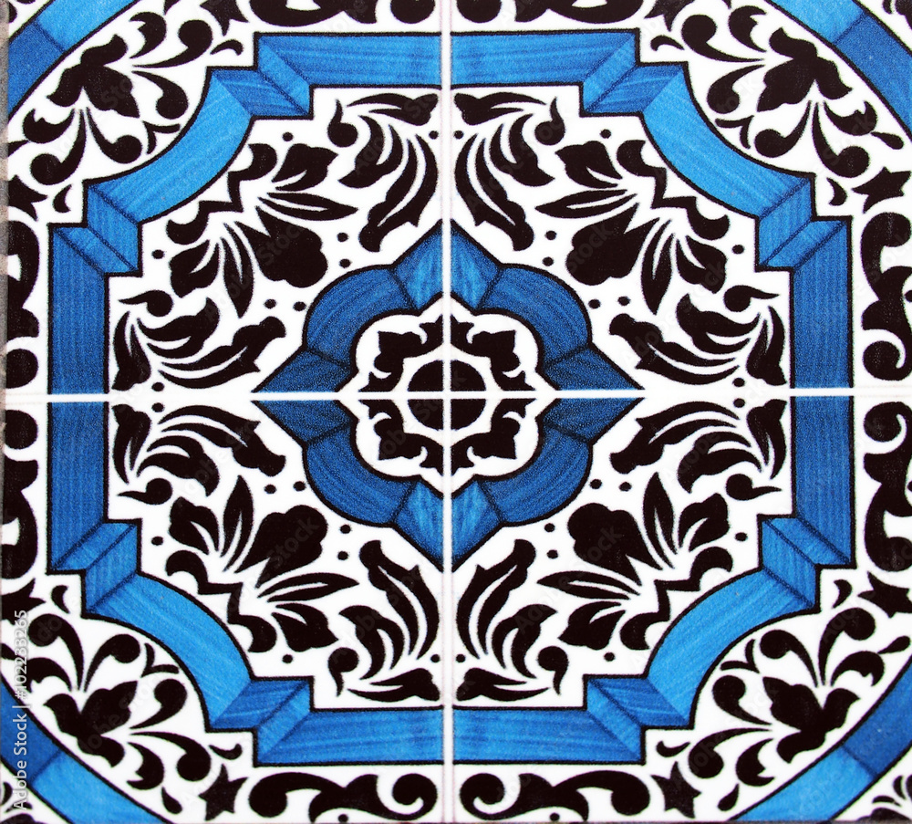 Detail of the traditional tiles from facade of old house in Valencia, Spain Detail of the traditional tiles from facade of old house in Valencia, Spain
