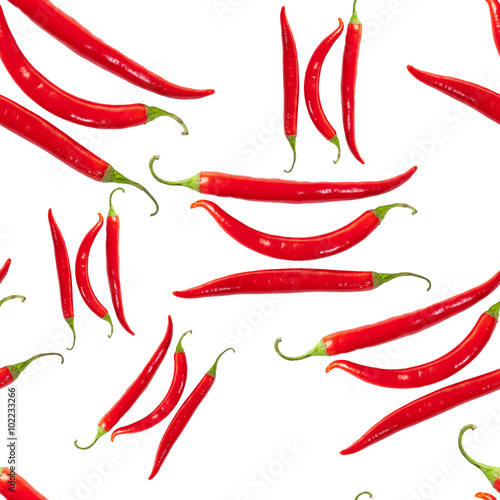 seamless pattern hot pepper on a white background