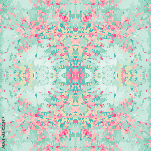 Seamless stone texture. Abstract snake, band view, mosaic, motley pattern. Ornamental collage. Turquoise, green, magenta soft colored background. Vector
