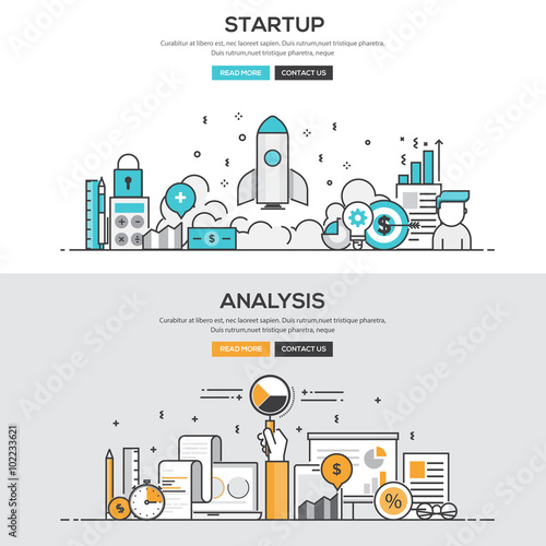 Flat design line concept - Start up & Analysis