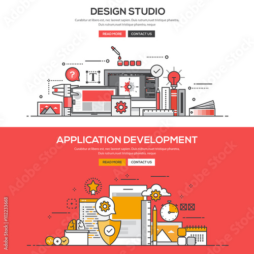 Flat design line concept -Design Studio and Application Developm