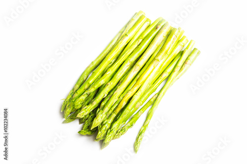 Fresh asparagus on a white background
