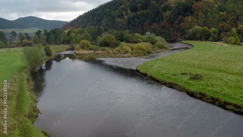 Aerial shot of the River Tweed in Innerleithen, Scottish borders
Aerial shot of the River Tweed in Innerleithen, Scottish borders