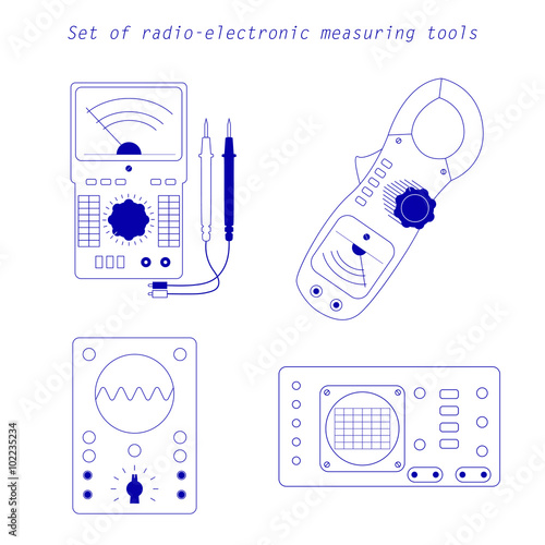 Icons of electrical measuring instruments. Vector illustration