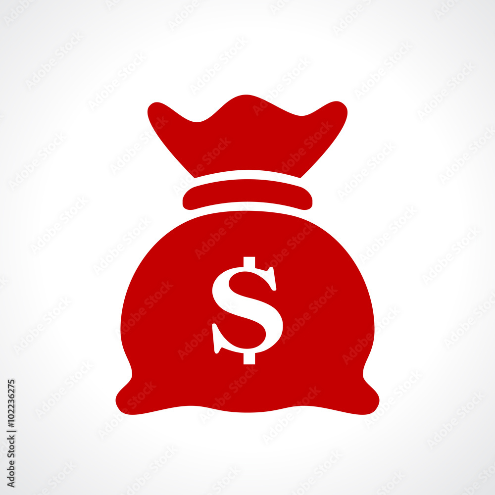 Red money bag icon