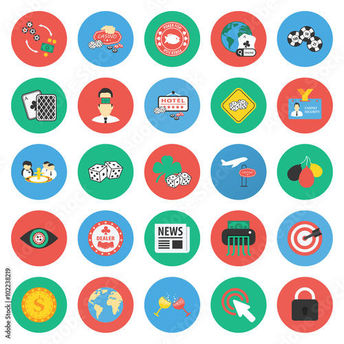 Casino, gambling 25 flat icons set for web