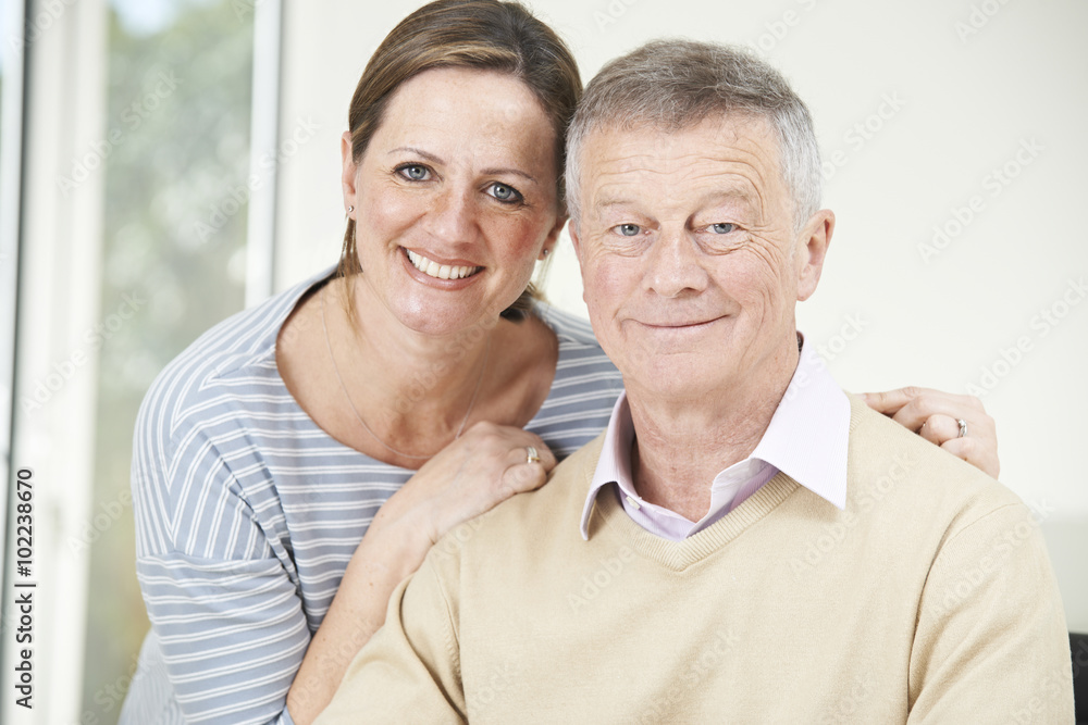 Portrait Of Senior Man With Adult Daughter Portrait Of Senior Man With Adult Daughter