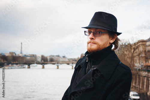 Handsome Bearded Man in Paris, France