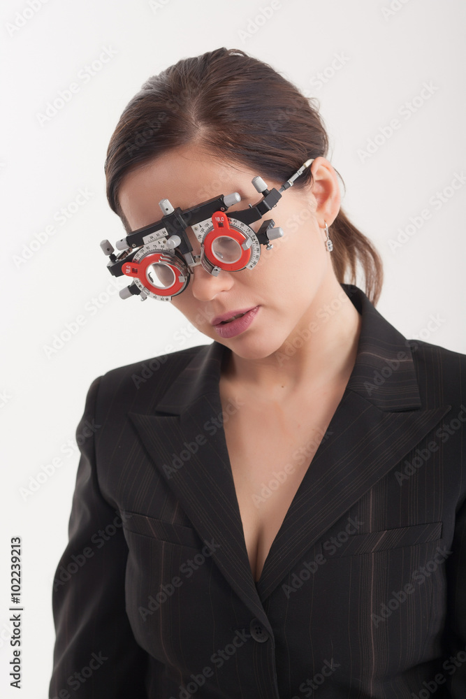 The girl on reception at the ophthalmologist. Glasses for vision The girl on reception at the ophthalmologist. Glasses for vision