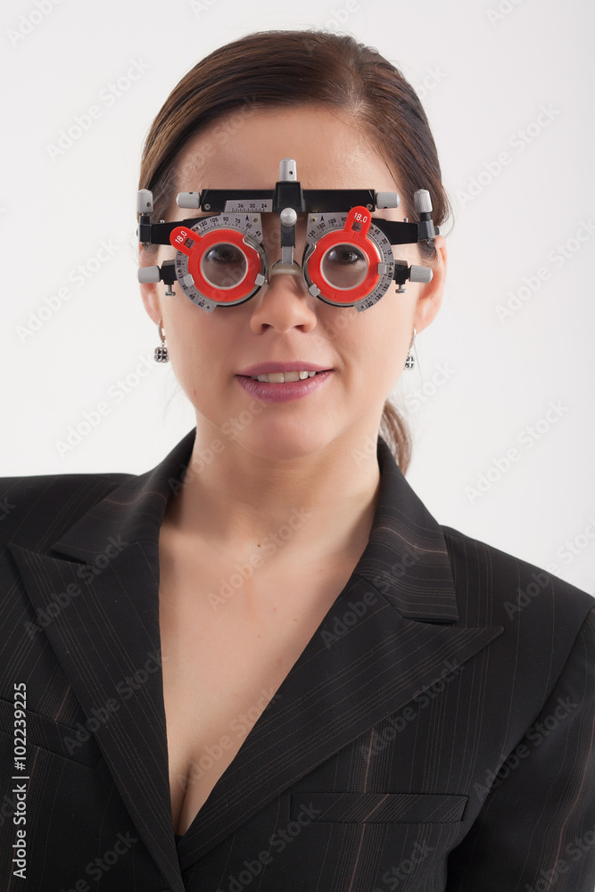 The girl on reception at the ophthalmologist. Glasses for vision The girl on reception at the ophthalmologist. Glasses for vision