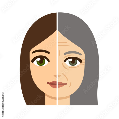 Woman aging illustration
