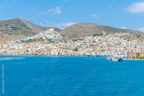 Fototapeta Naklejka Na Ścianę i Meble -  Panoramic view of Syros Island, Greece, during summer.