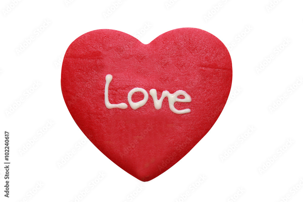 red heart shape cookie in white background red heart shape cookie in white background