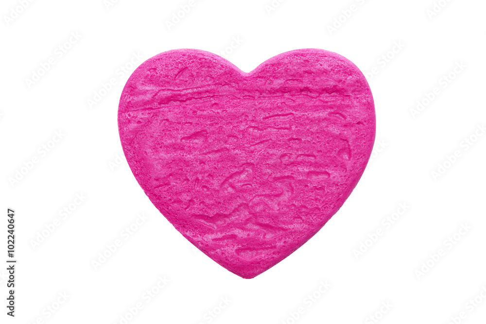 red heart shape cookie in white background