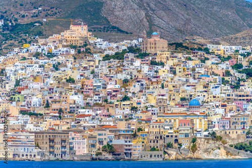 Panoramic view of Syros Island, Greece, during summer. © inbulb1