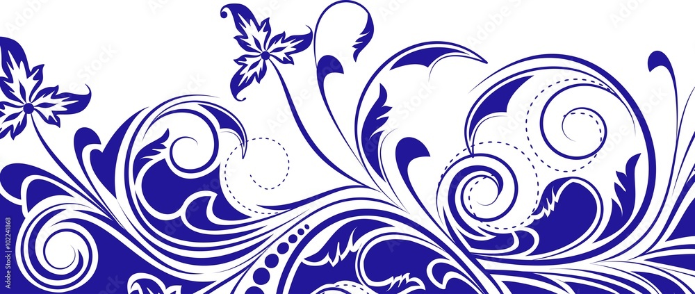 Floral background with decorative branch. Vector illustration.