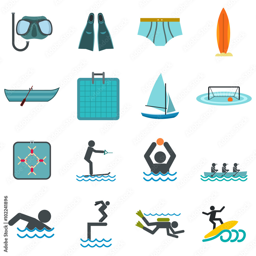 Water sport flat icons