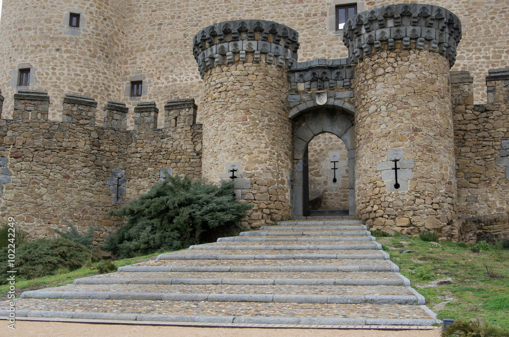 Manzanares castle in Spain. Entrance