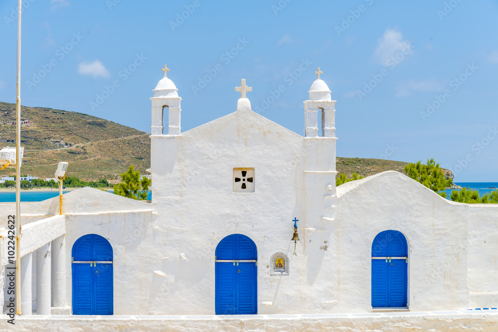 Traditial greek church in Mykonos, Greece.