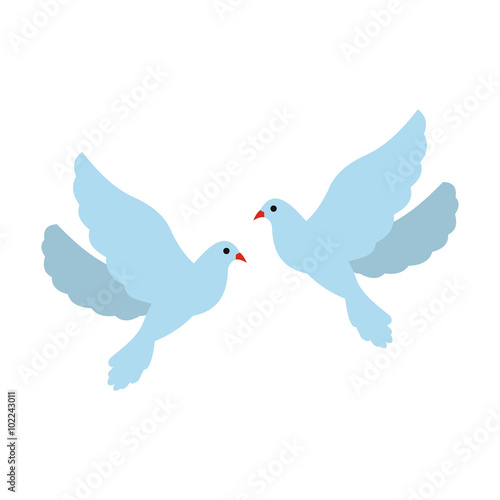 Two doves flat icon