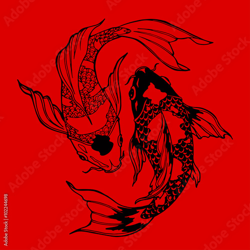 koi fish; ying yang symbol