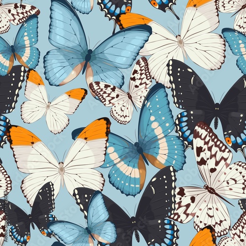 Carta da parati Farfalle - Carta da parati Colorful butterflies seamless
