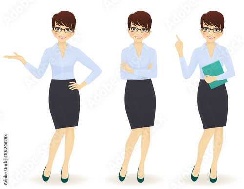 Elegant business woman in different poses