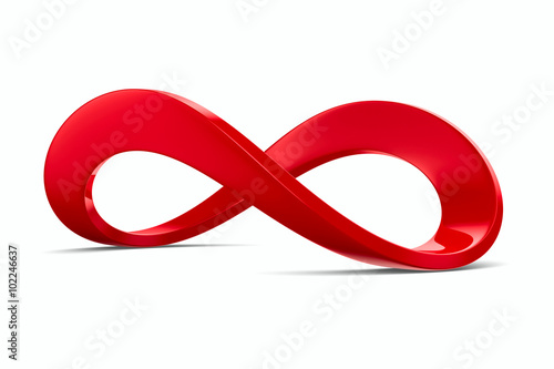 Red infinity sign on white ...