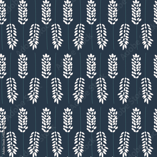 Seamless pattern design with hand drawn flowers and floral eleme