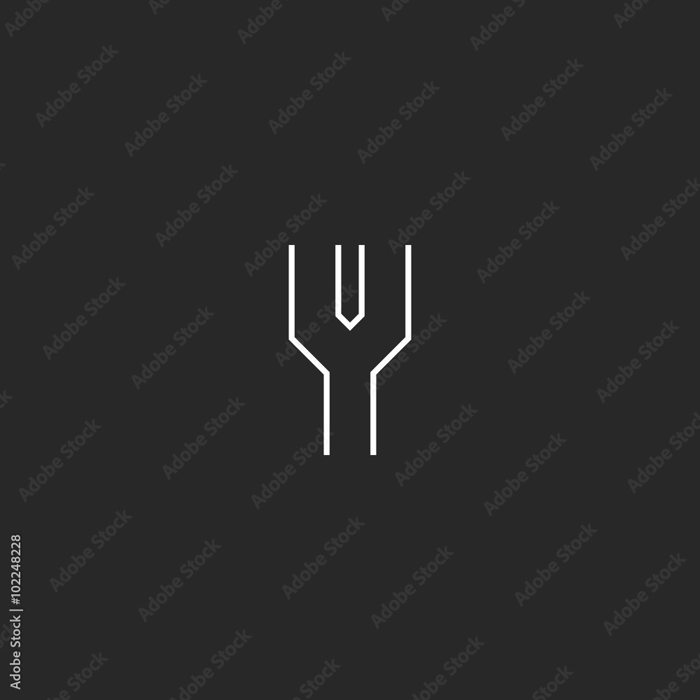 Logo Y letter mockup, thin line outline style design element template, creative idea Logo Y letter mockup, thin line outline style design element template, creative idea