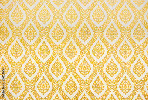 Drawings of flowers on the wall in Wat Tammaratana, Thailand.