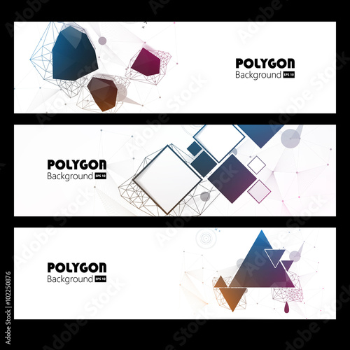 Banner set, colorful polygon bastract design.
