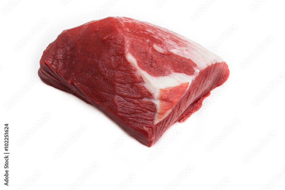 Big piece of Beef as isolated on white surface