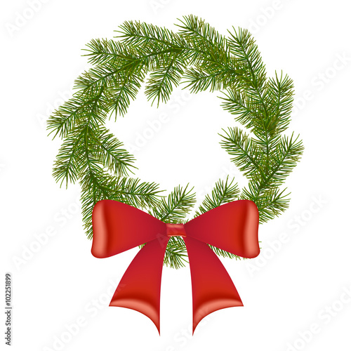 Realistic wreath from Fir Branches. Vector EPS 10