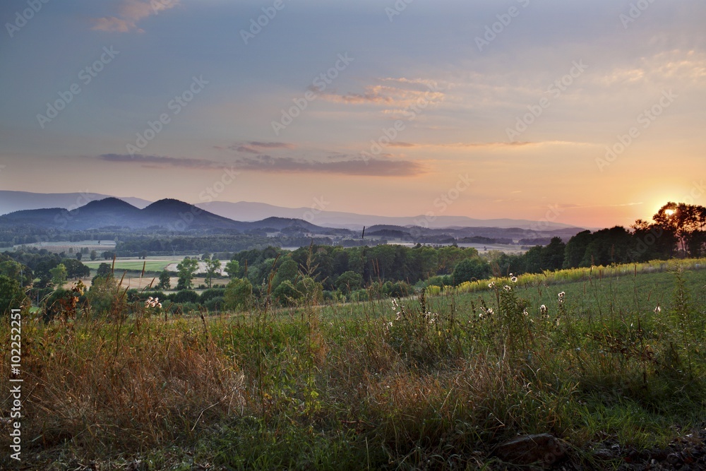 Sunset over the Sudeten Mountains in Poland