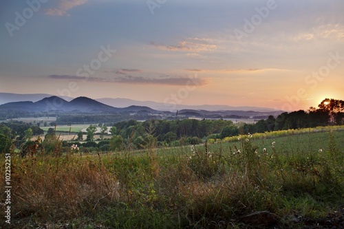 Sunset over the Sudeten Mountains in Poland