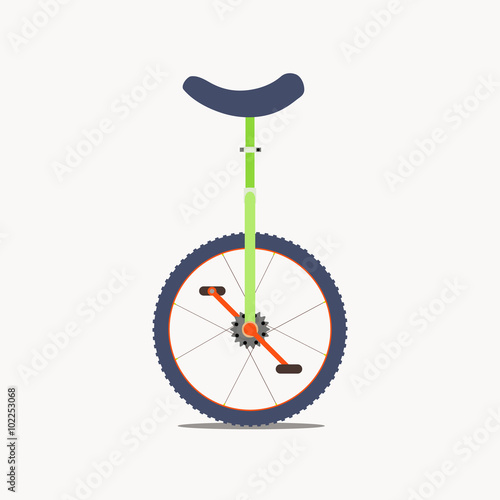 Vector illustration of a unicycle isolated on white background. One wheel bicycle logo. Monocycle icon. Circus concept. Unicycle vector silhouette icon.