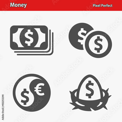 Money Icons. Professional, pixel perfect icons optimized for both large and small resolutions. EPS 8 format.