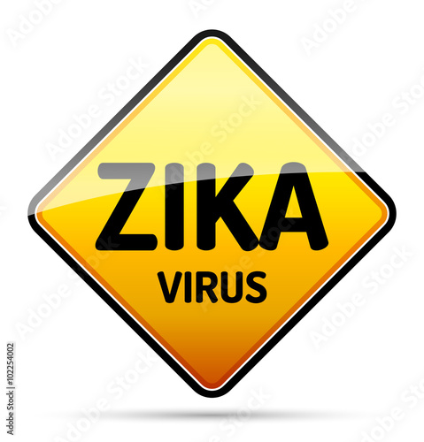 Zika virus warning sign with reflect and shadow on white backgro