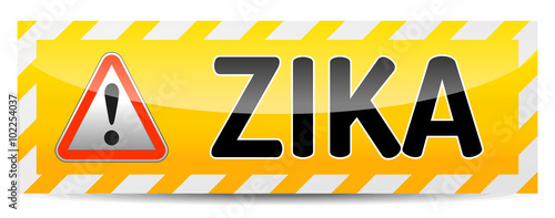 Zika virus danger sign with reflect and shadow on white backgrou