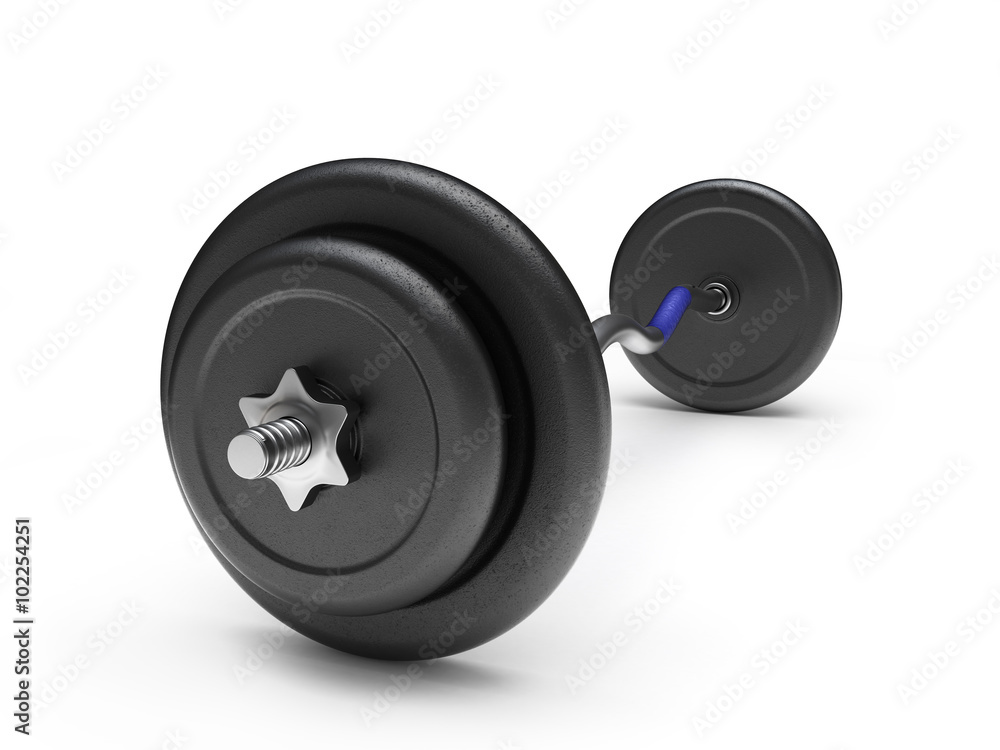 Fototapeta premium Barbell with plastic concrete-filled weights